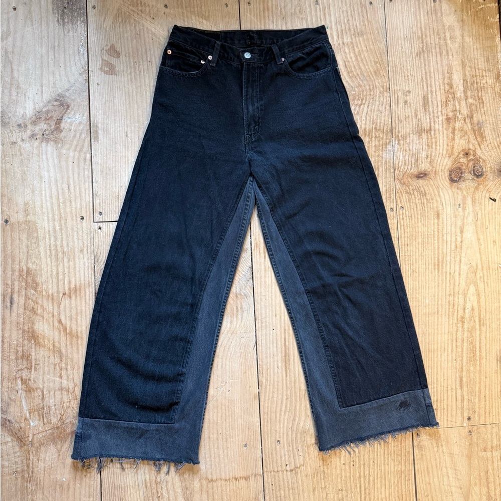 B SIDES Black Panel Wide Leg Flare Jeans